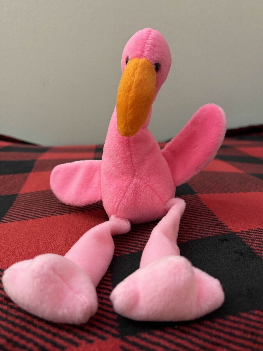 1995 Ty Pinky the Flamingo 4th Gen 4072 Beanie Baby 11" No Hang Tag Plush Toy